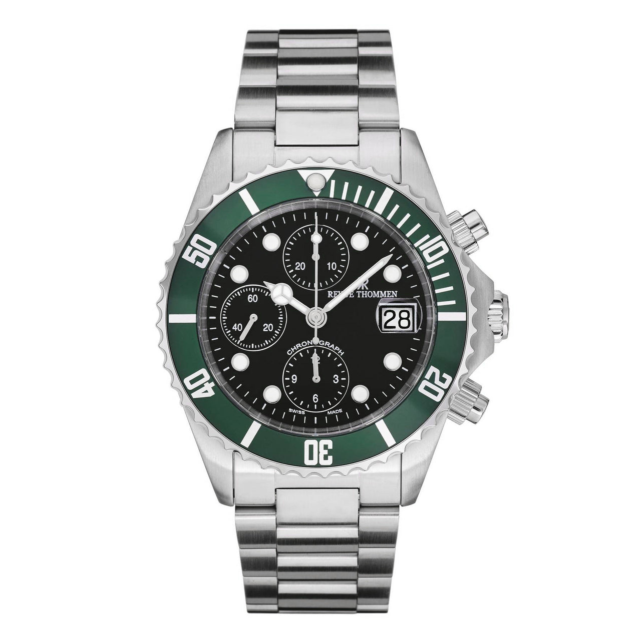 Revue Thommen Diver Men's 42mm Stainless Steel Green Automatic Chronograph Watch 17571.6134
