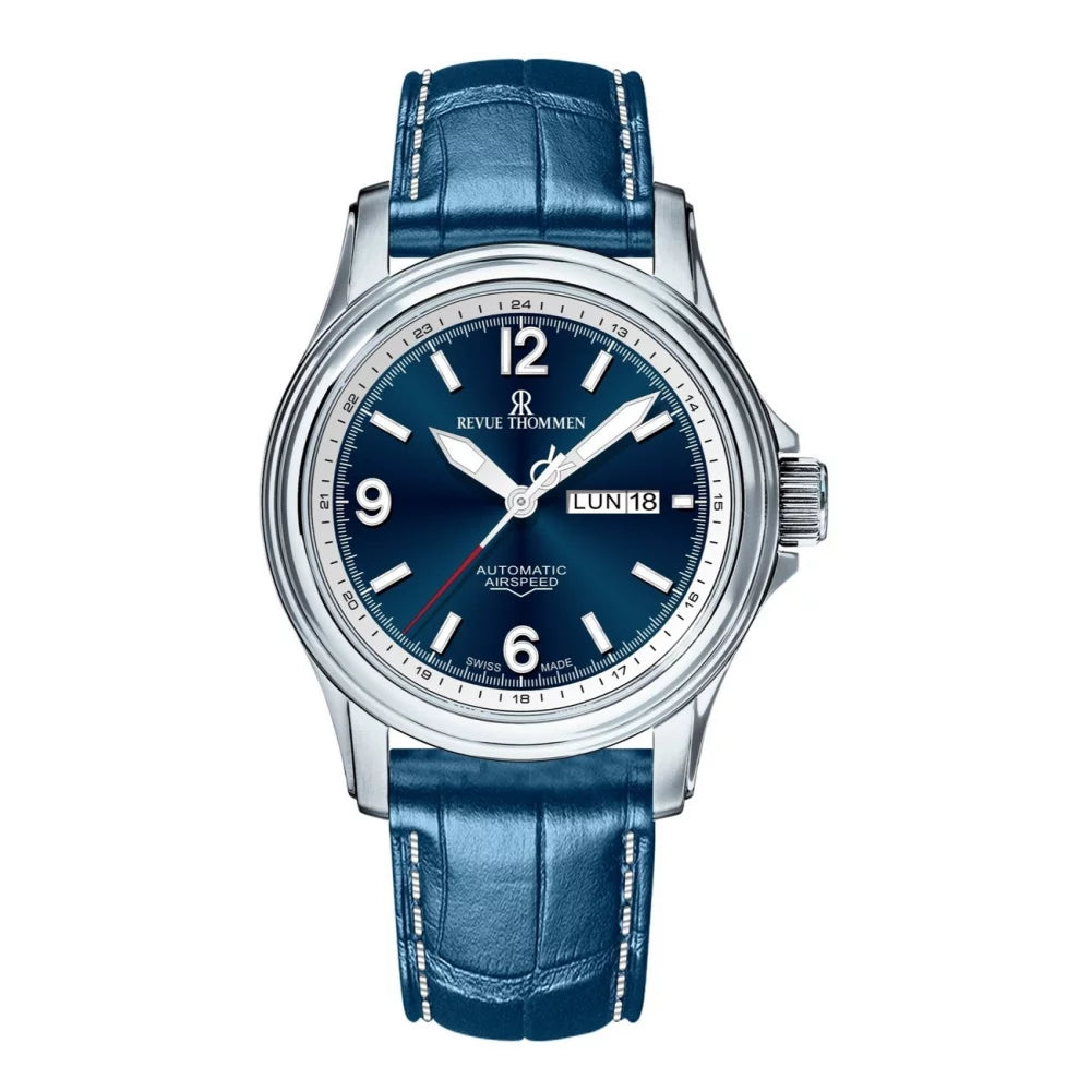 Revue Thommen Men's Airspeed 44mm Blue Automatic Watch 16040.2335