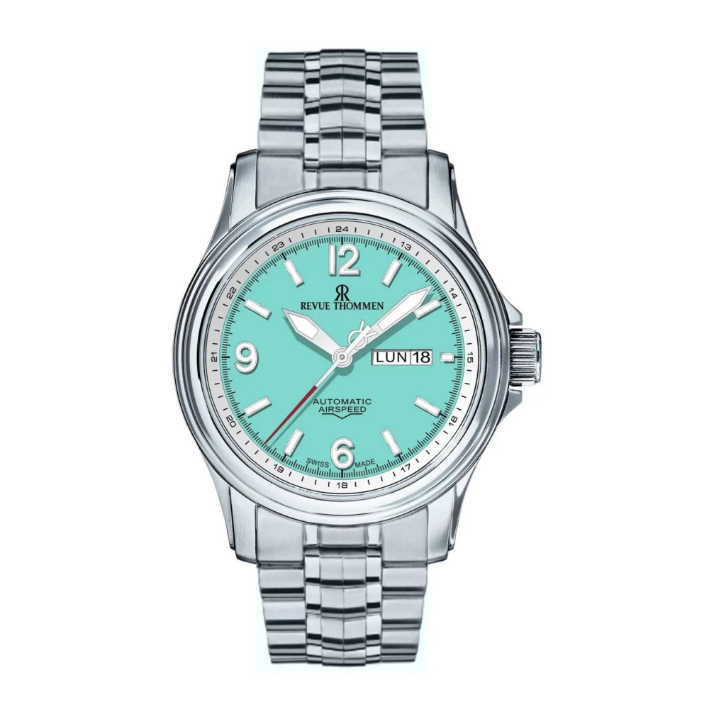 Revue Thommen Men's Airspeed 44mm Glacier Blue Automatic Watch 16040.2431