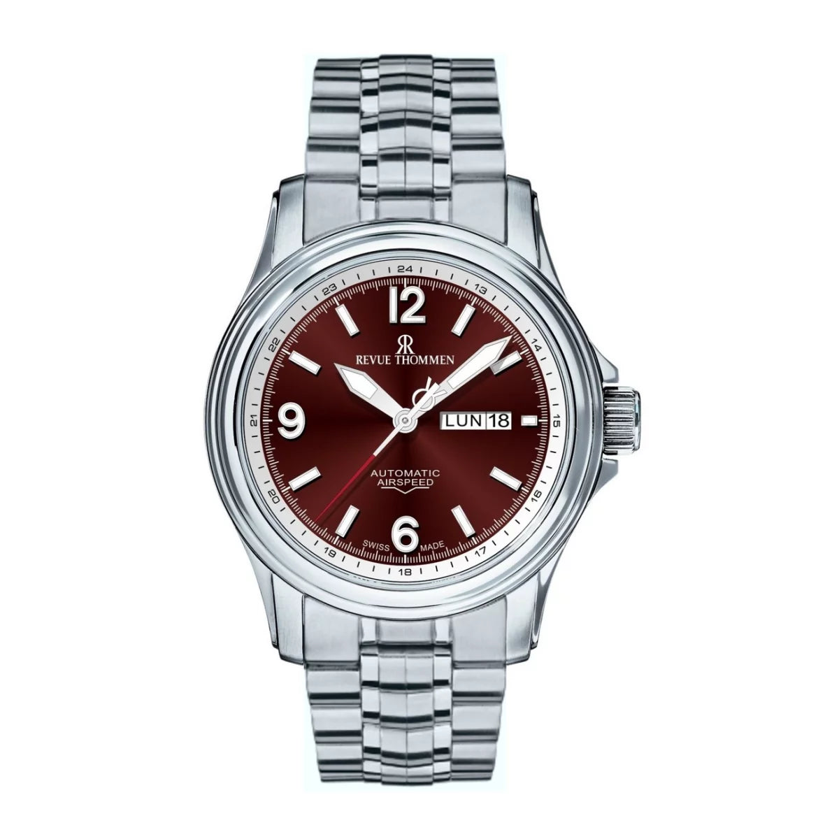 Revue Thommen Men's Airspeed 44mm Red Automatic Watch 16040.2436