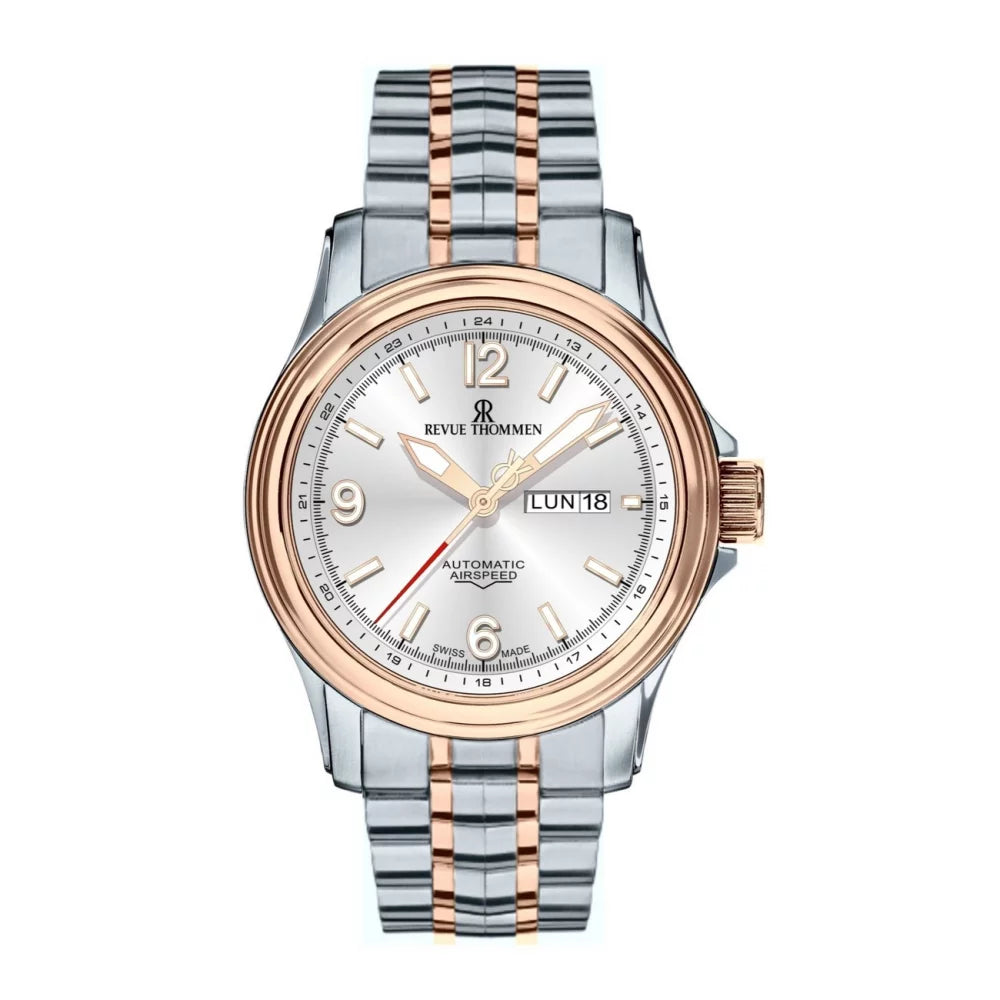 Revue Thommen Men's Airspeed XL 44mm Automatic Two-Tone Rose Gold Watch 16040.2452