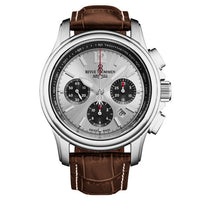 Thumbnail for Revue Thommen Men's Airspeed XL 44mm Chronograph Silver Brown Automatic Watch 16041.6332