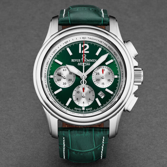 Revue Thommen Men's Airspeed XL 44mm Chronograph Green Automatic Watch 16041.6334