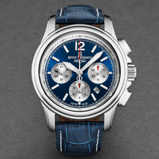 Revue Thommen Men's Airspeed XL 44mm Chronograph Blue Automatic Watch 16041.6335
