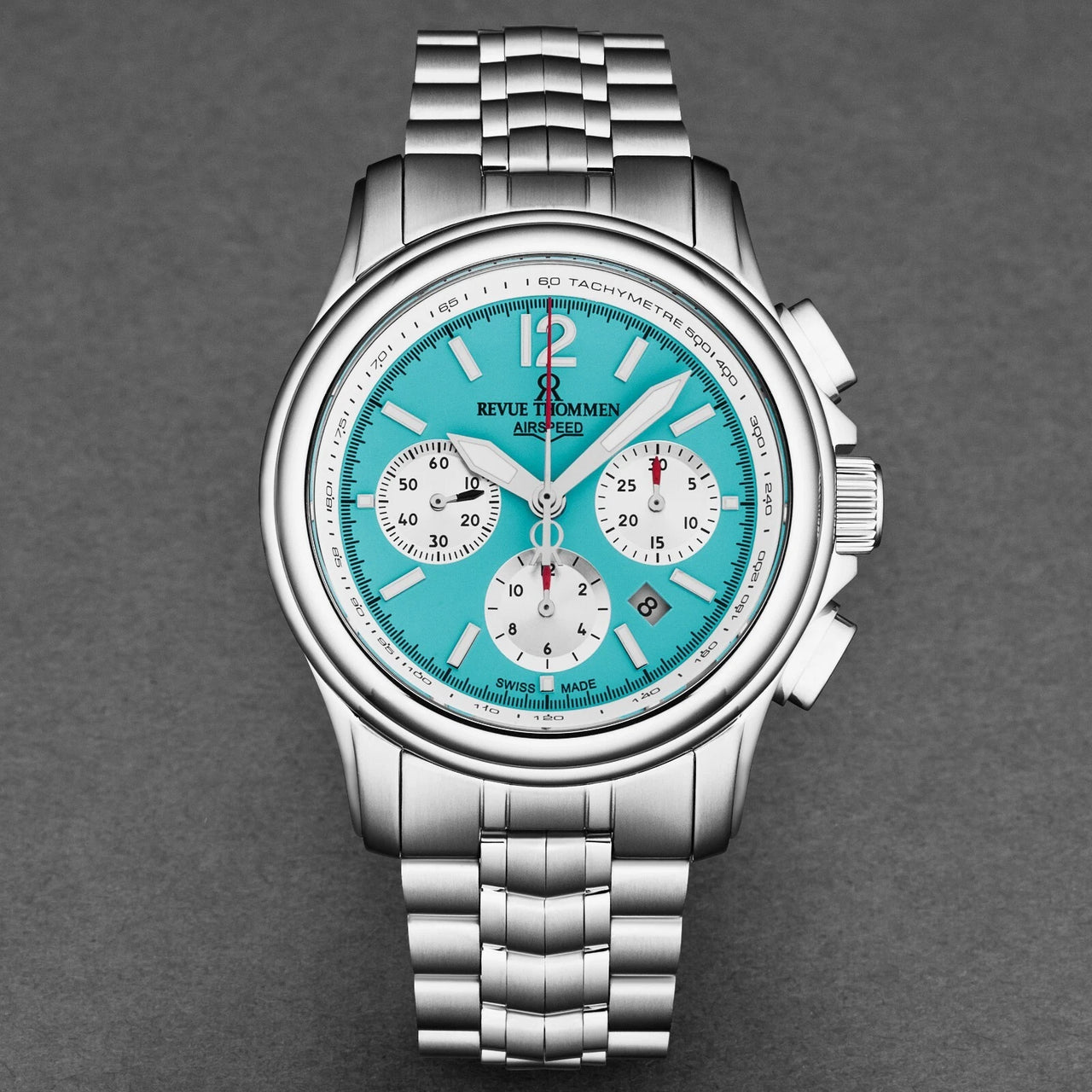 Revue Thommen Men's Airspeed XL 44mm Chronograph Automatic Glacier Blue Watch 16041.6431
