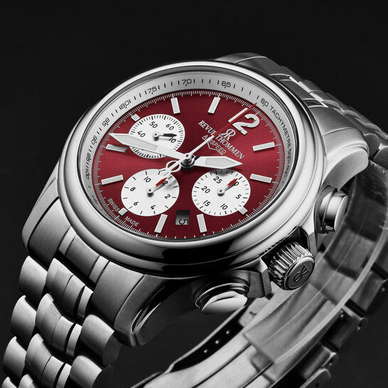 Revue Thommen Air Speed Chrono 46mm Red Automatic Men's Watch 16041.6436