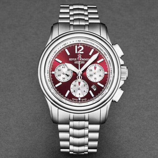 Revue Thommen Air Speed Chrono 46mm Red Automatic Men's Watch 16041.6436