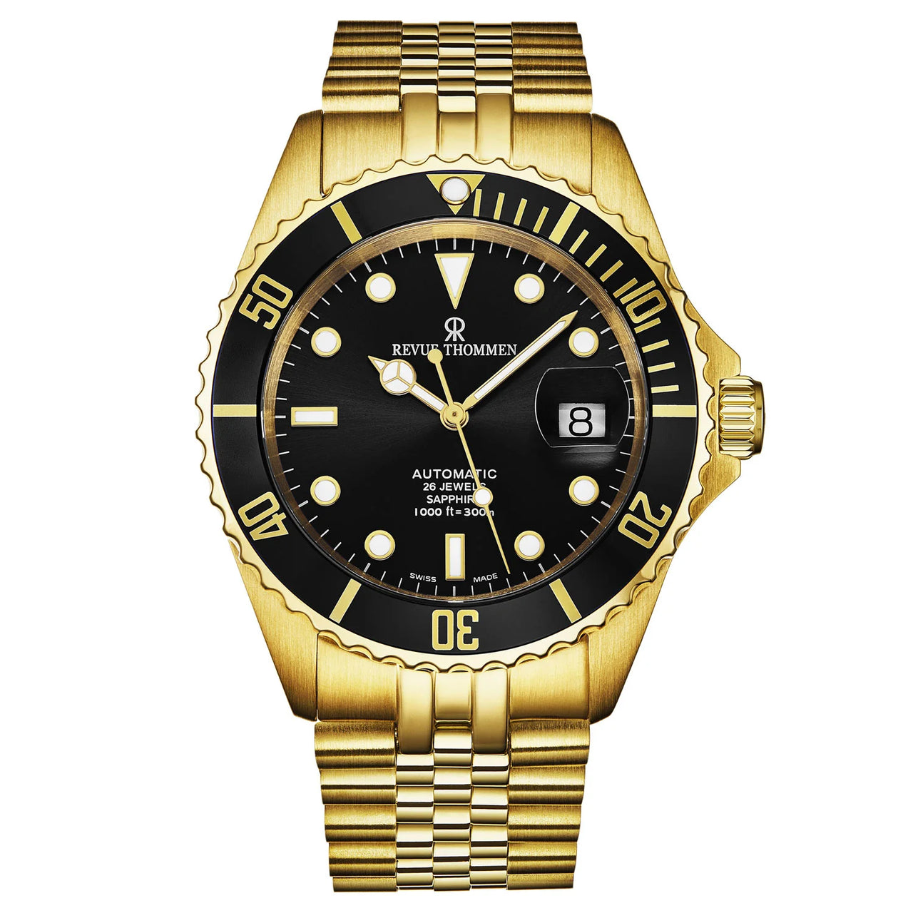 Revue Thommen Diver Men's 42mm Black Gold Automatic Watch 17571.2217