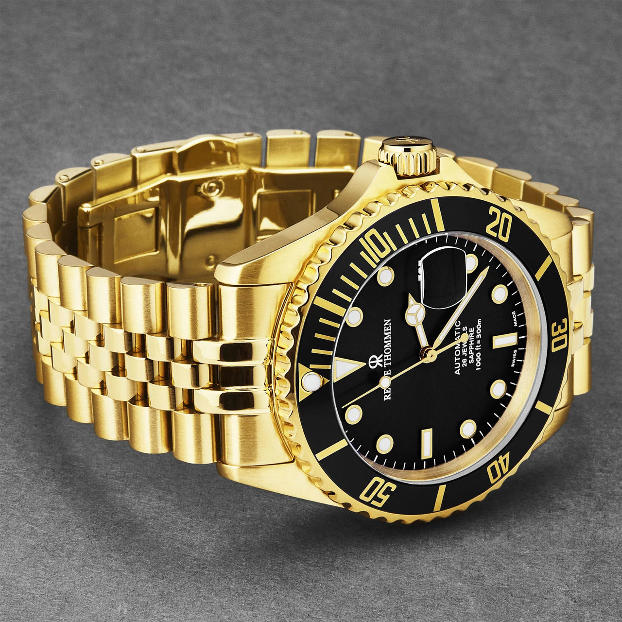 Revue Thommen Diver Men's 42mm Black Gold Automatic Watch 17571.2217