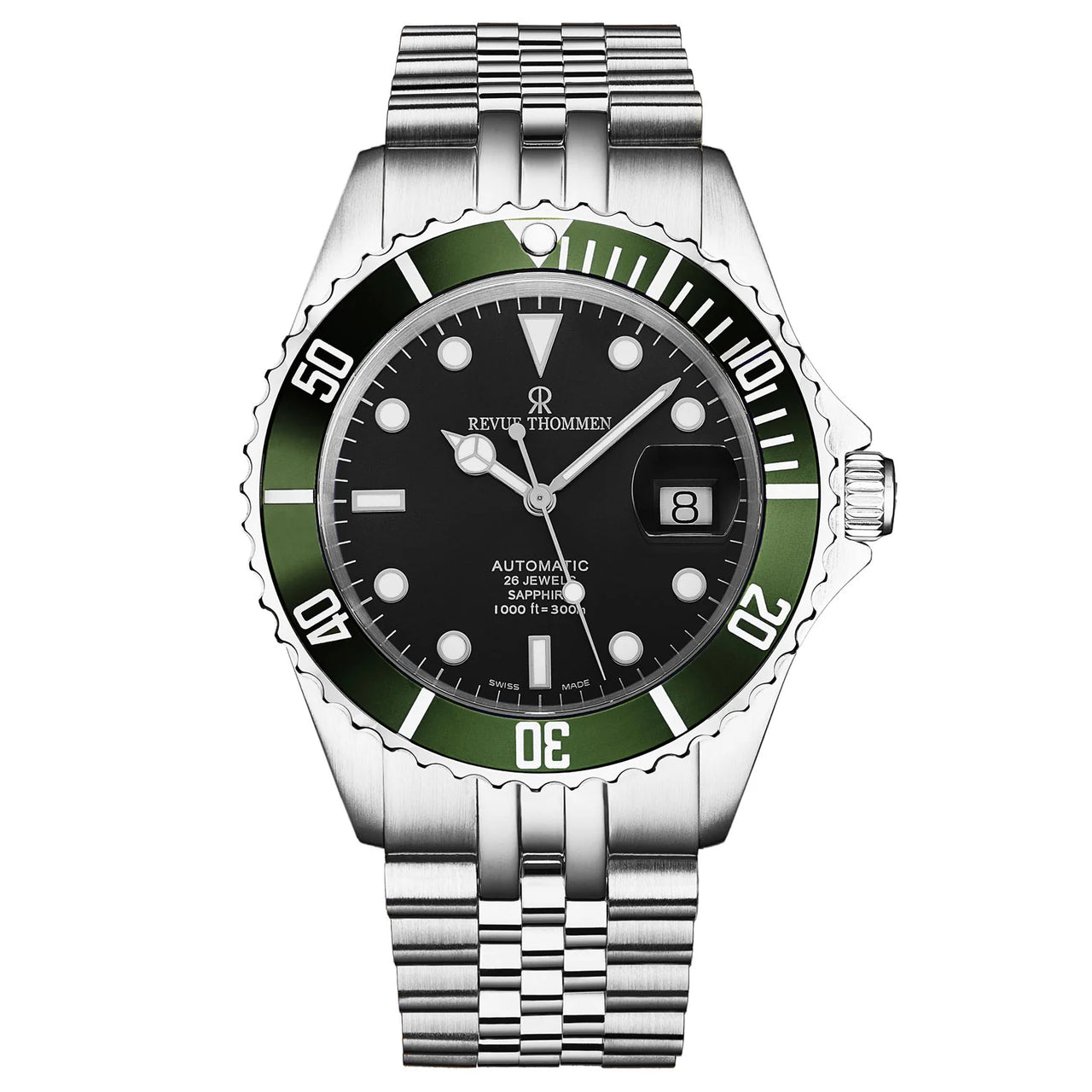 Revue Thommen Diver Men’s 42mm Black Green Automatic Watch 17571.2234
