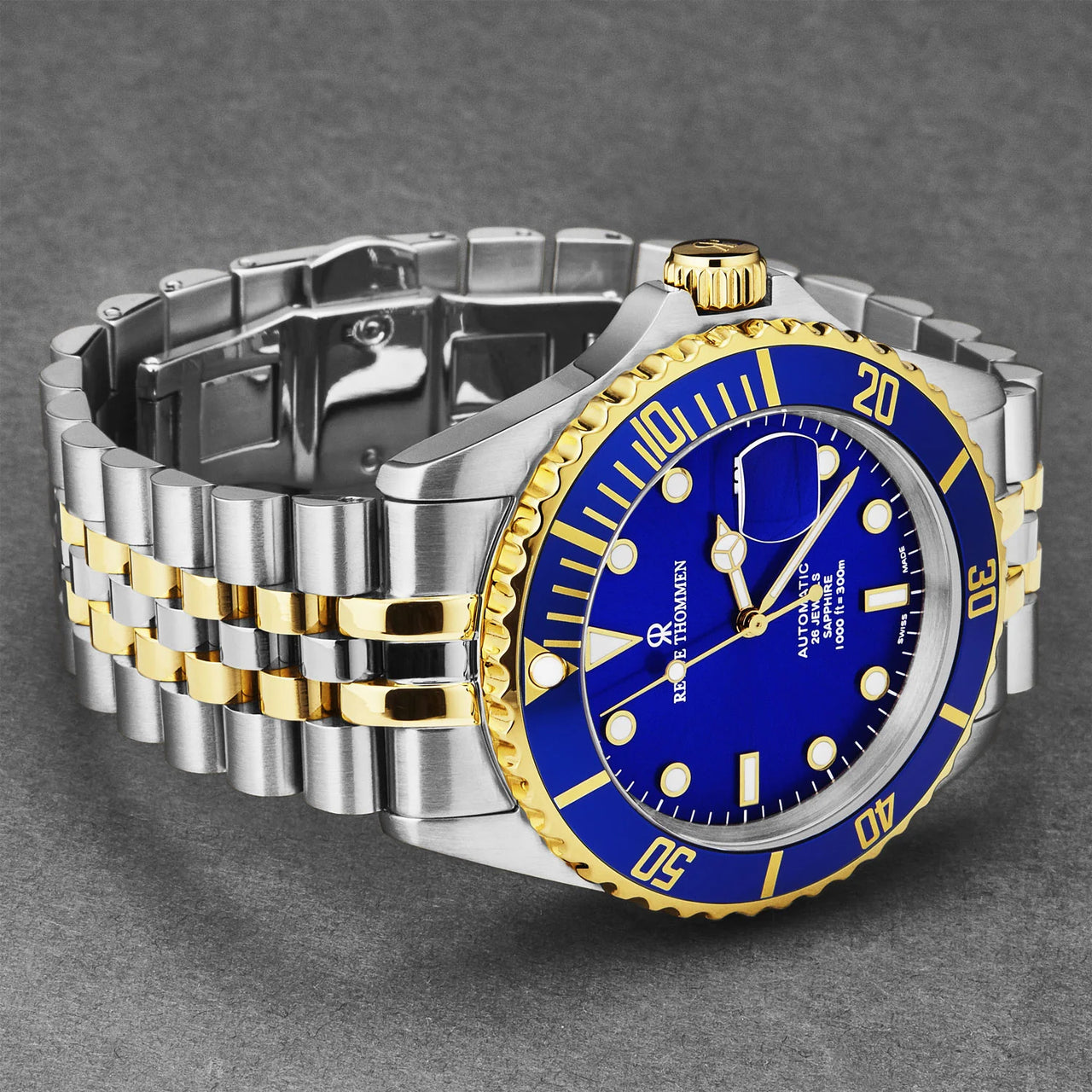 Revue Thommen Men's Diver 42mm Blue Two-Tone Gold Automatic Watch 17571.2245