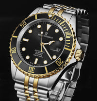 Thumbnail for Revue Thommen Men's Diver 42mm Black Two-Tone Gold Automatic Watch 17571.2247