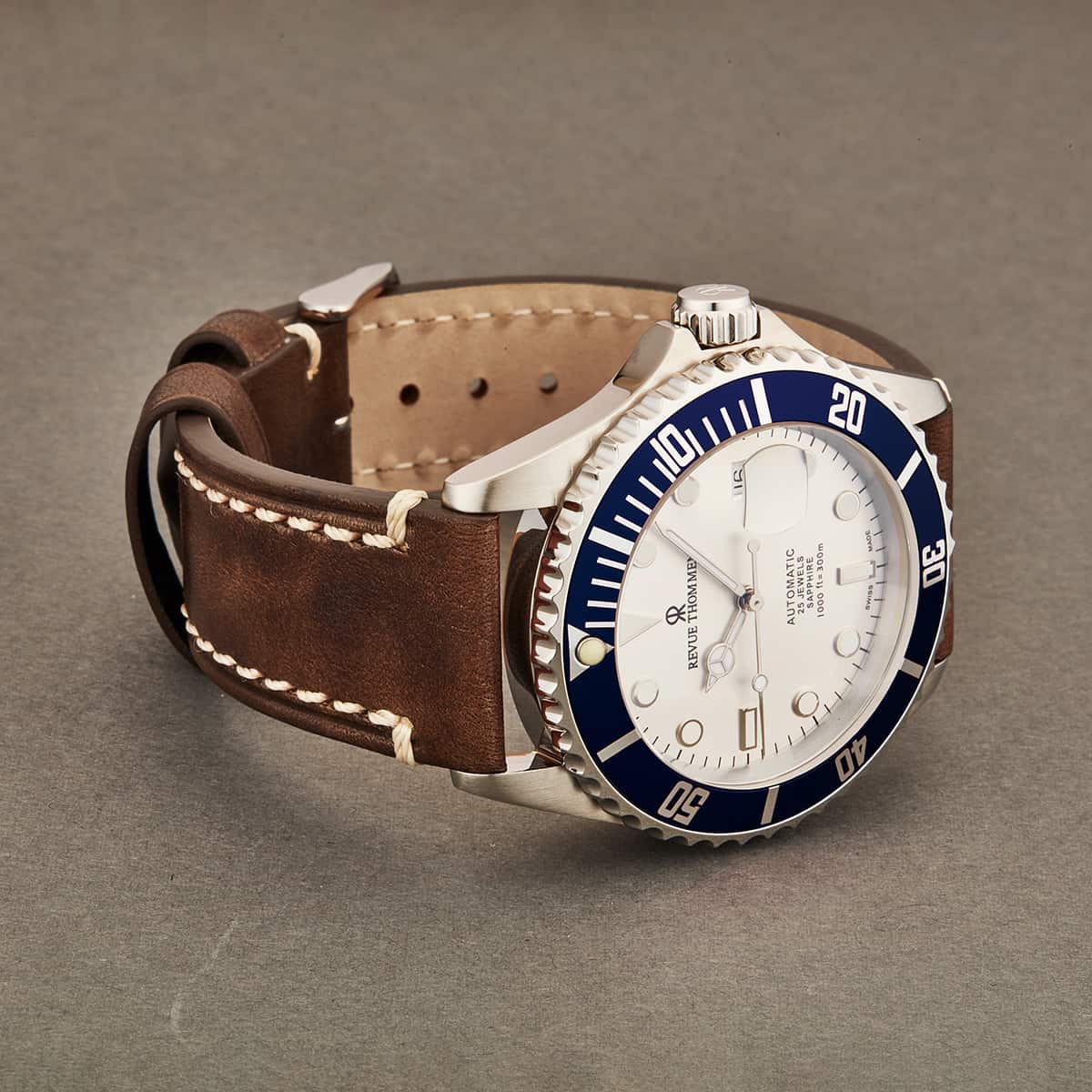 Revue Thommen Diver Men's 42mm Silver Brown Automatic Watch 17571.2525