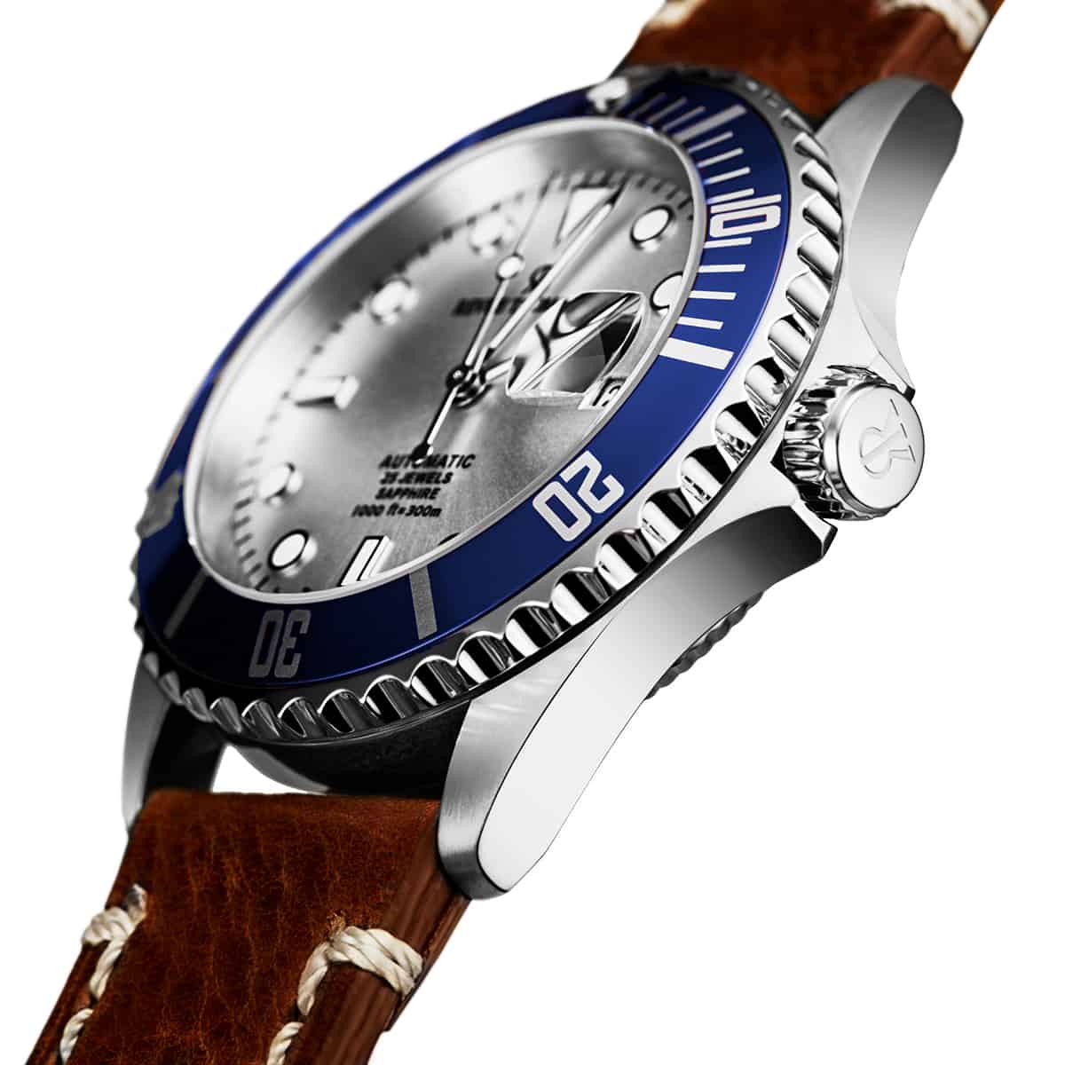 Revue Thommen Diver Men's 42mm Silver Brown Automatic Watch 17571.2525