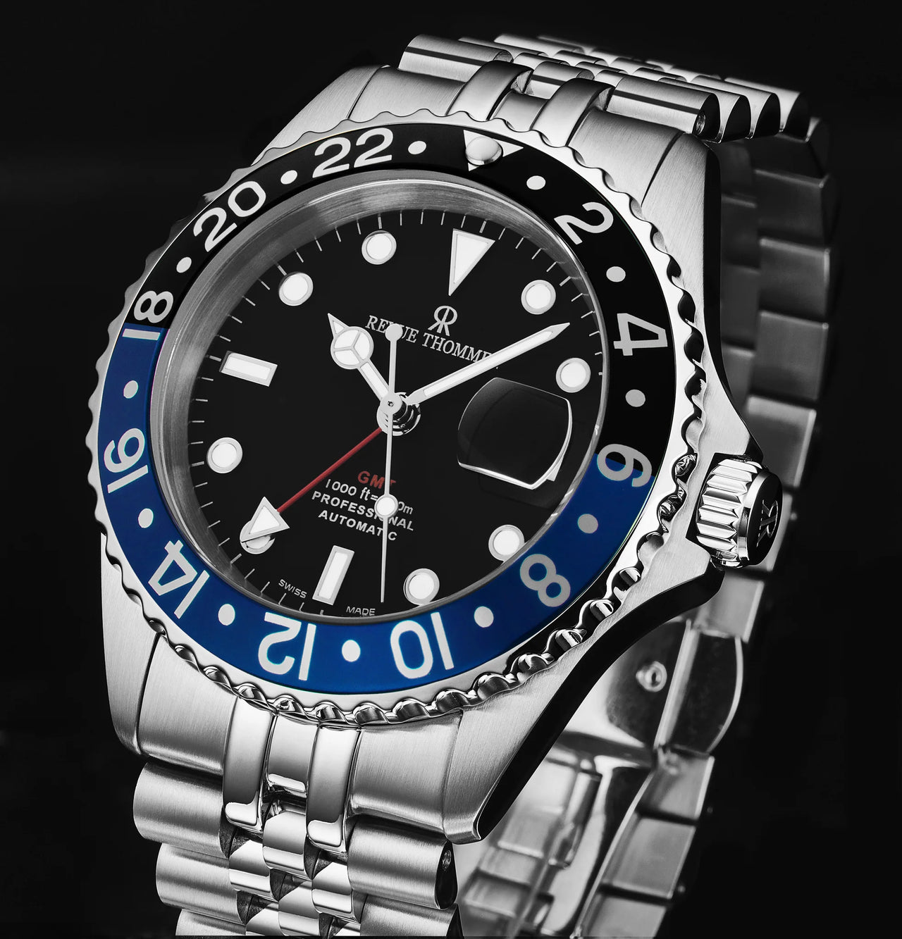 Revue Thommen Diver Black Dial Steel GMT Automatic Men's Watch 17572.2233