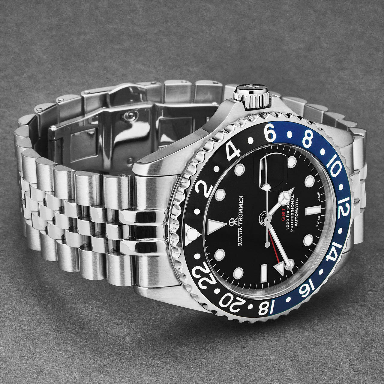 Revue Thommen Diver Black Dial Steel GMT Automatic Men's Watch 17572.2233