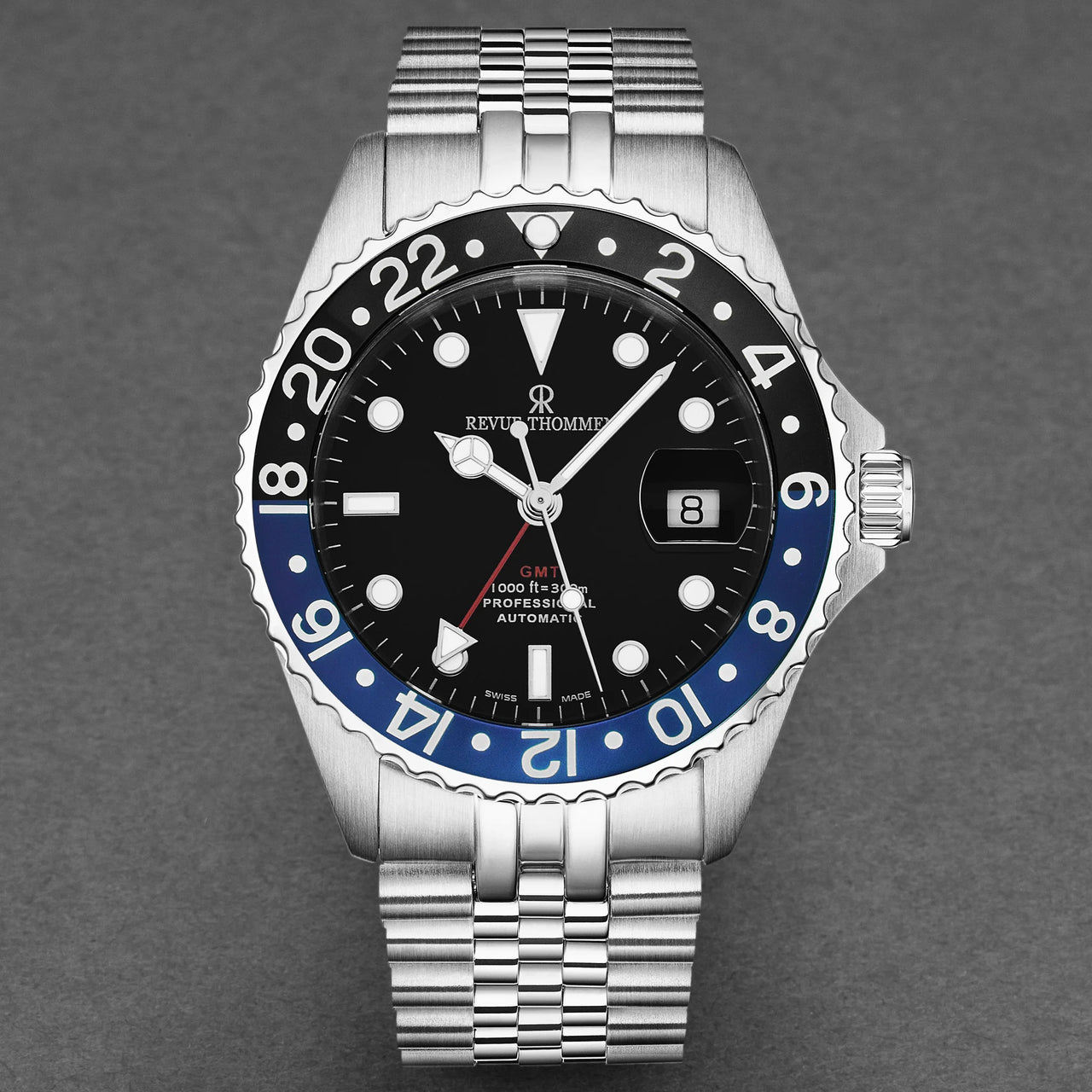 Revue Thommen Diver Black Dial Steel GMT Automatic Men's Watch 17572.2233