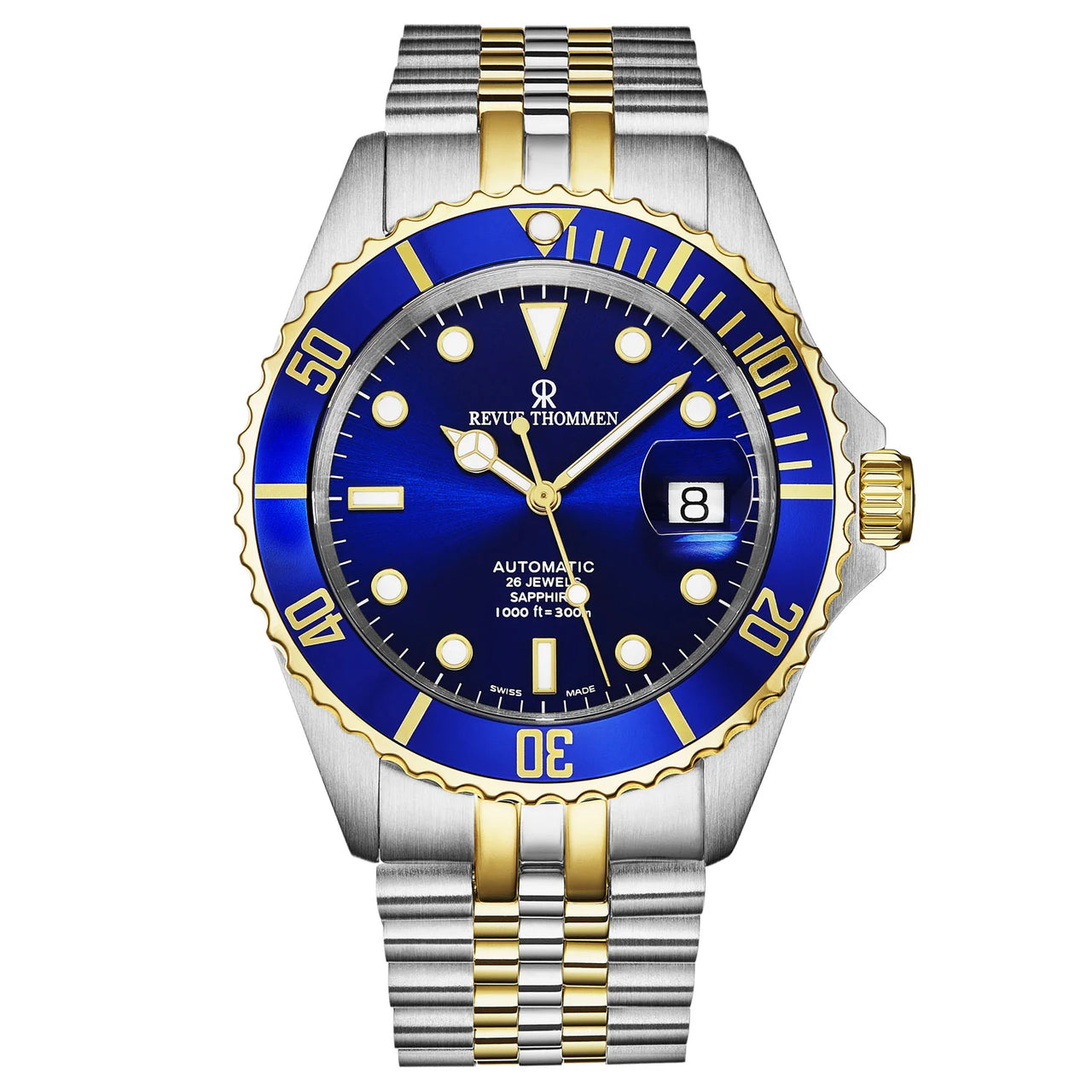Revue Thommen Men's Diver 42mm Blue Two-Tone Gold Automatic Watch 17571.2245