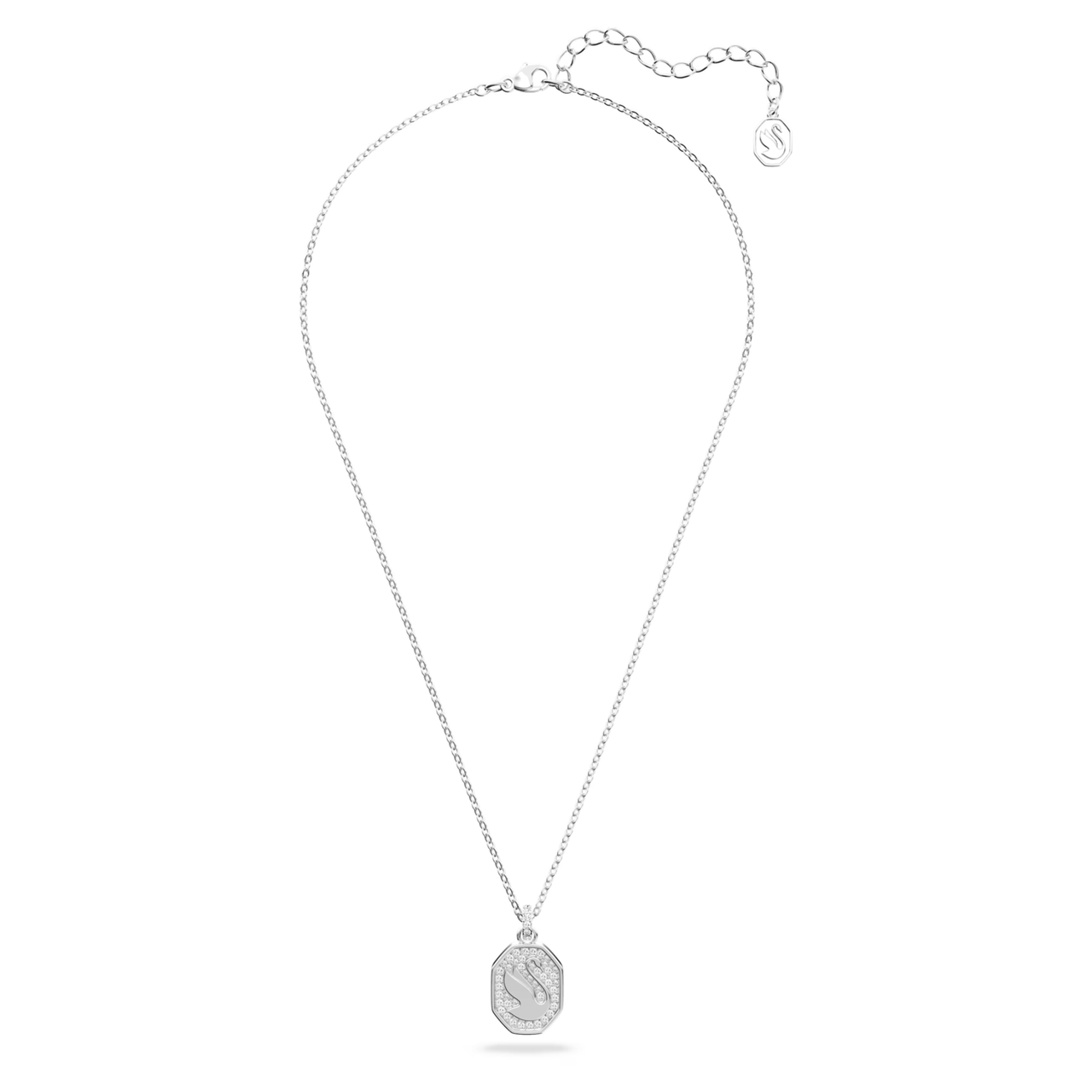 Swarovski Signum Swan Pendant Necklace Long White Rhodium Plated 5621098