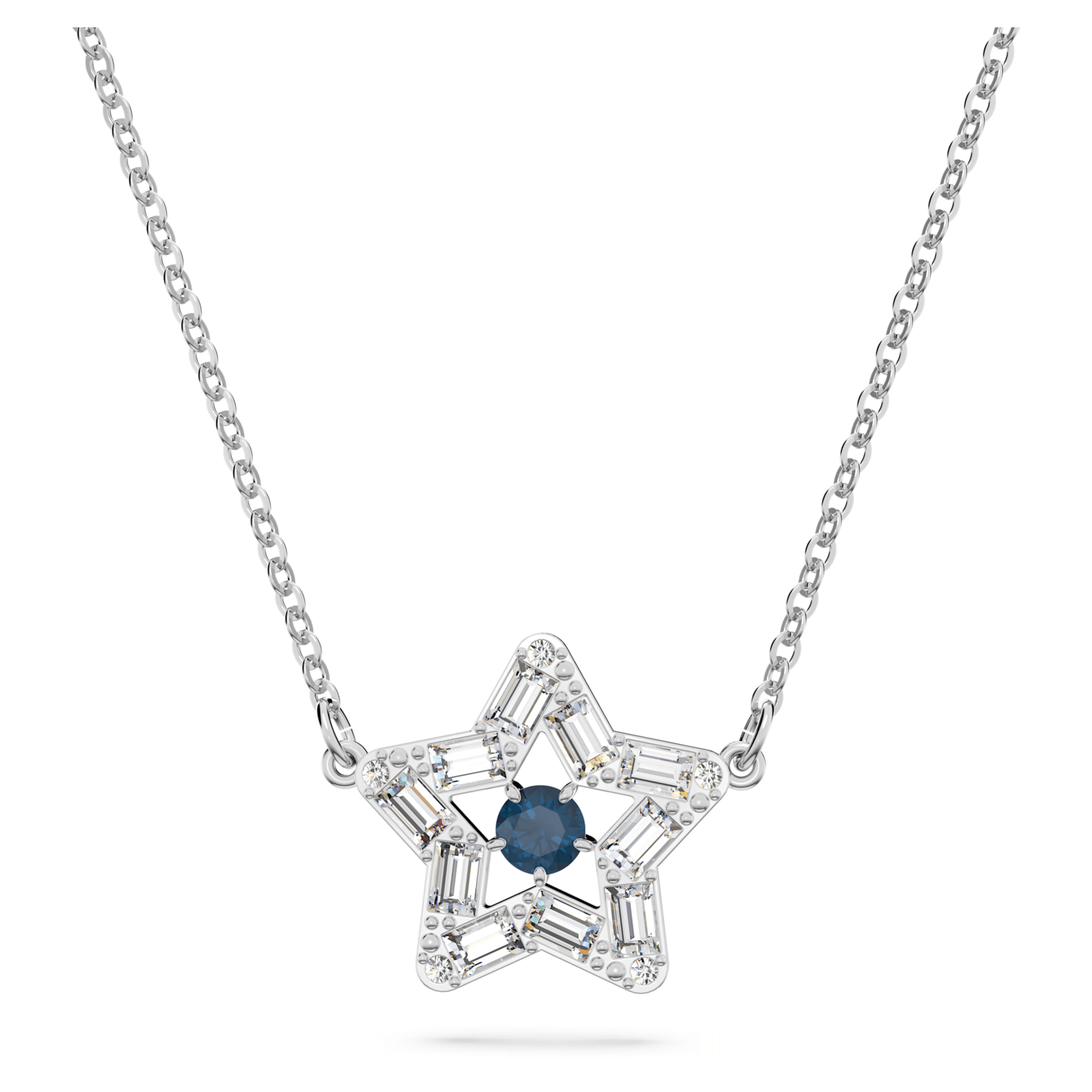 Swarovski Stella Star Pendant Necklace Blue Rhodium Plated 5639186