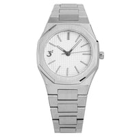 Thumbnail for Three Square Men's Silver White Quartz 38mm Stainless Steel Watch S1000WH