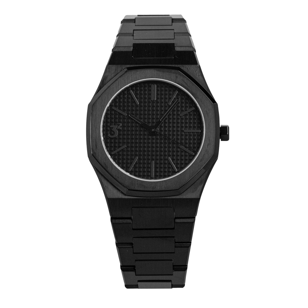 Three Square Men's All Black PVD Quartz Stainless Steel Watch S1002BLK