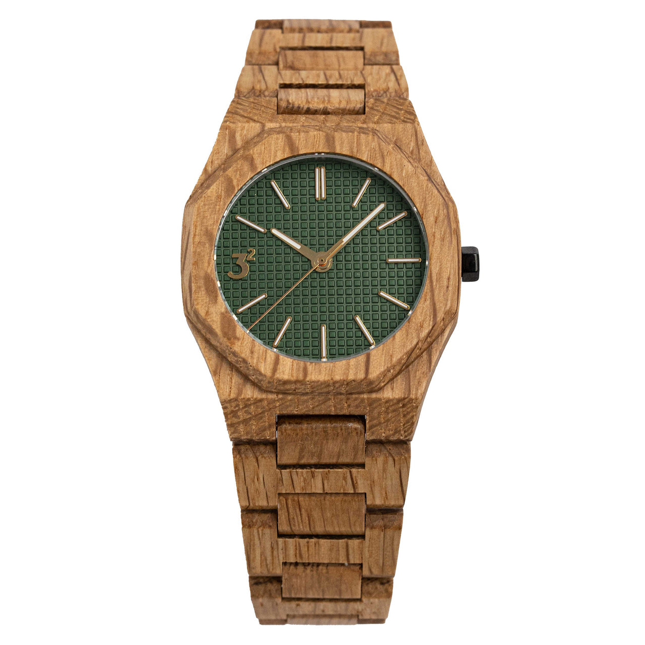 Three Square Men's Wood Green Gold Quartz Watch S1003GR