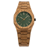Thumbnail for Three Square Men's Wood Green Gold Quartz Watch S1003GR