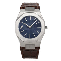 Thumbnail for Three Square Men's Silver Blue Quartz Brown Leather Watch S1000BLB