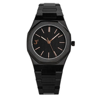 Thumbnail for Three Square Men's Black Rose Gold Quartz Stainless Steel Watch S1002BKR