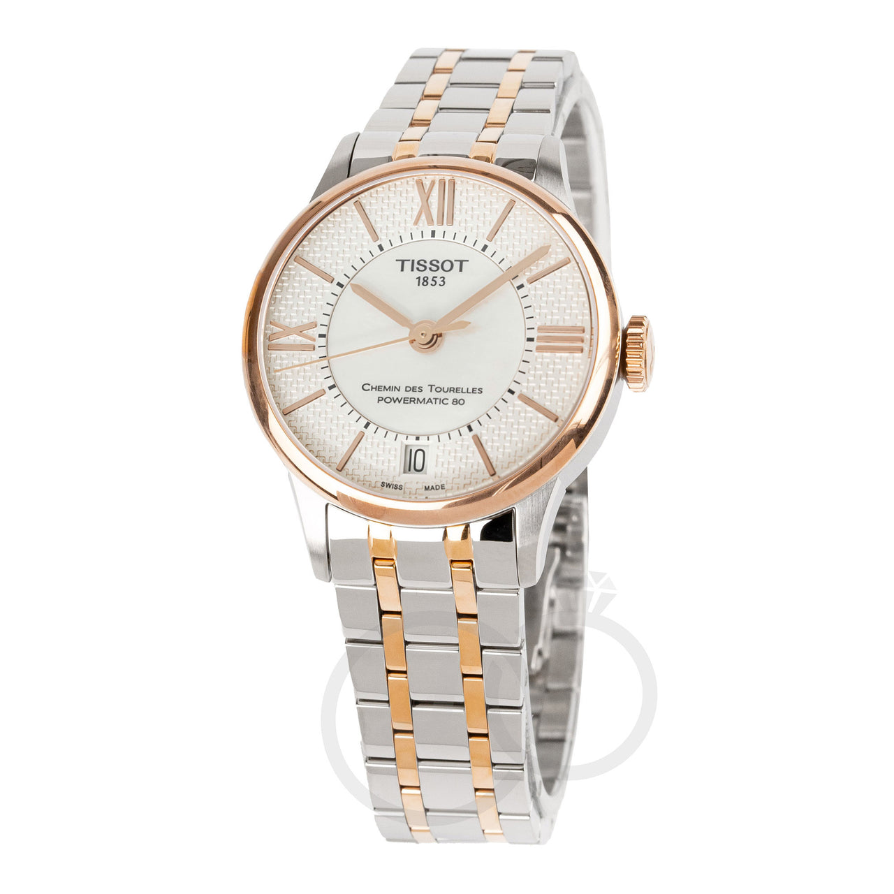 Tissot Chemin Des Tourelles Powermatic 80 Ladies White Rose Gold Watch T0992072211801