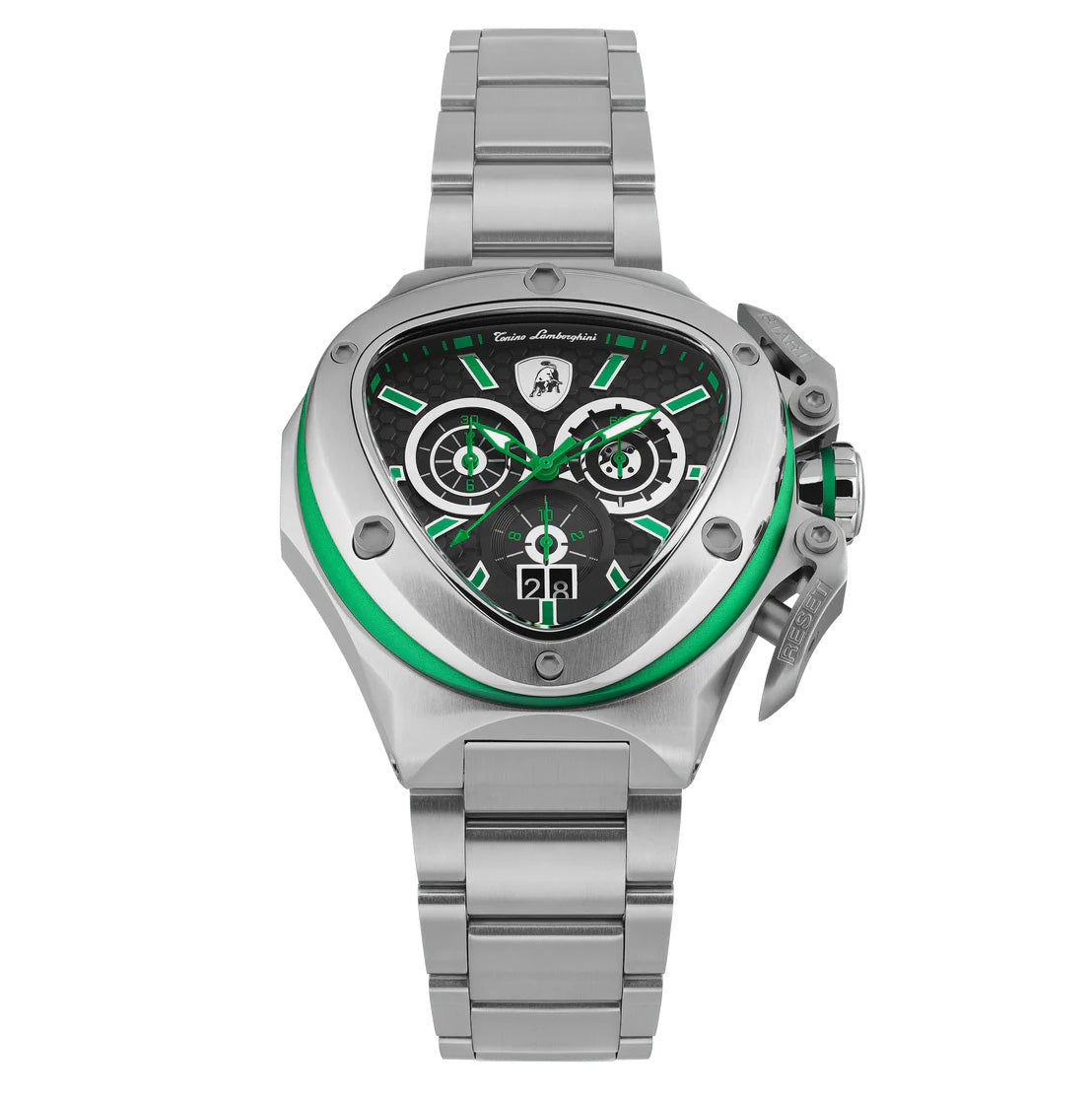 Tonino Lamborghini Men's Watch 53mm Spyder X Silver Green TL9XF-SS-B
