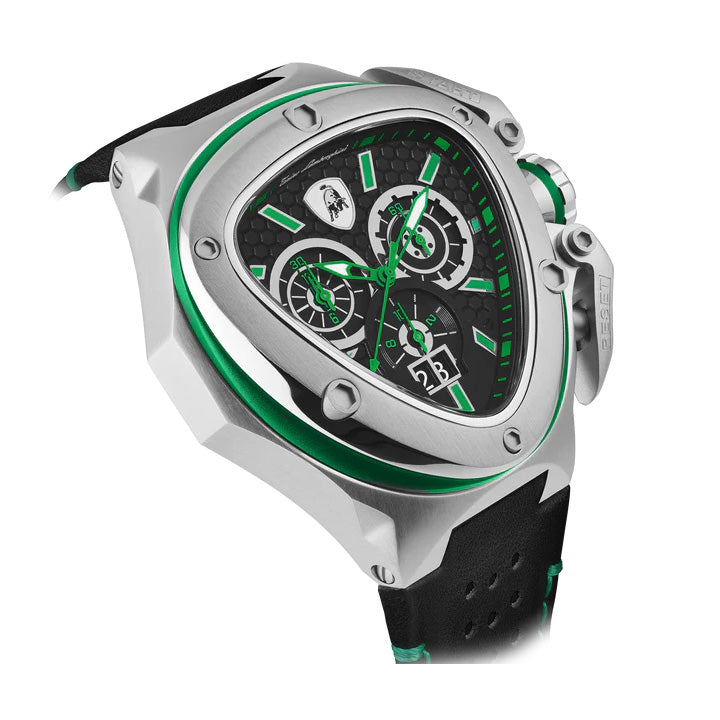 Tonino Lamborghini Men's Watch 53mm Spyder X Silver Green TL9XF-SS