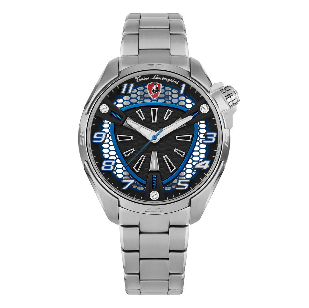 Tonino Lamborghini Men's Watch 42mm Shock ABS Silver Blue TLABSB-SS-B