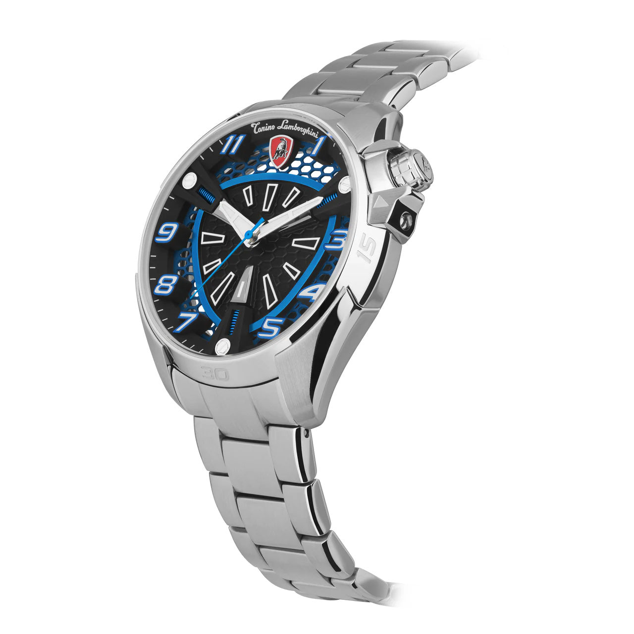 Tonino Lamborghini Men's Watch 42mm Shock ABS Silver Blue TLABSB-SS-B