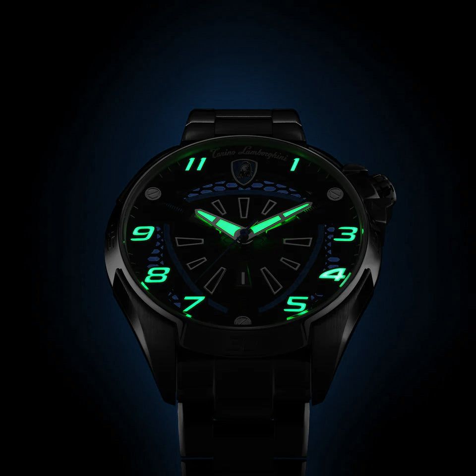 Tonino Lamborghini Men's Watch 42mm Shock ABS Silver Blue TLABSB-SS-B