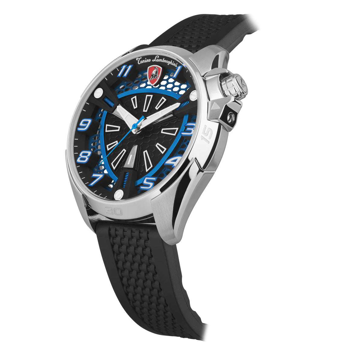 Tonino Lamborghini Men's Watch 42mm Shock ABS Silver Blue TLABSB-SS-R