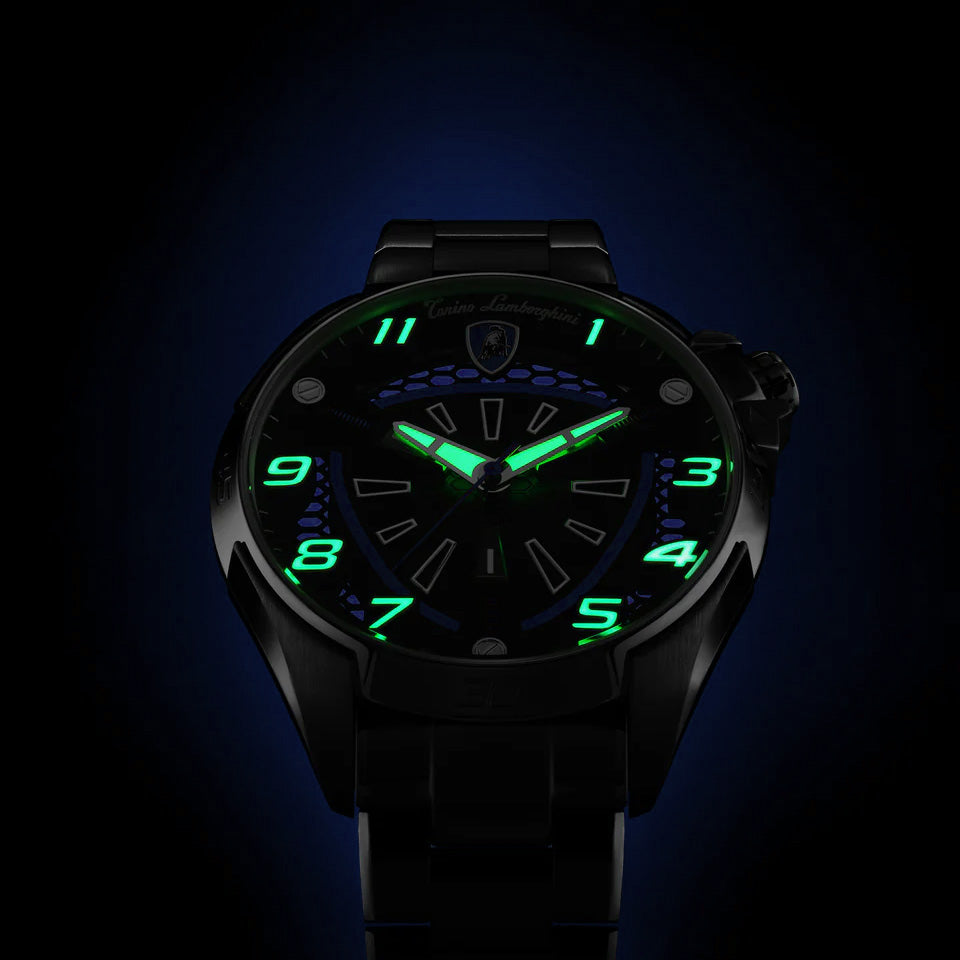 Tonino Lamborghini Men's Watch 42mm Shock ABS Silver Blue TLABSB-SS-R