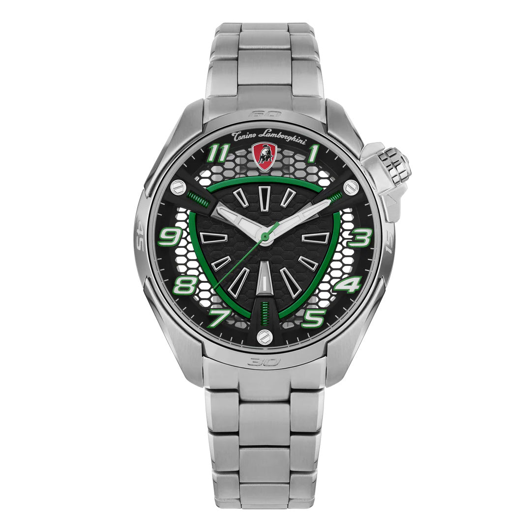 Tonino Lamborghini Men's Watch 42mm Shock ABS Silver Green TLABSG-SS-B