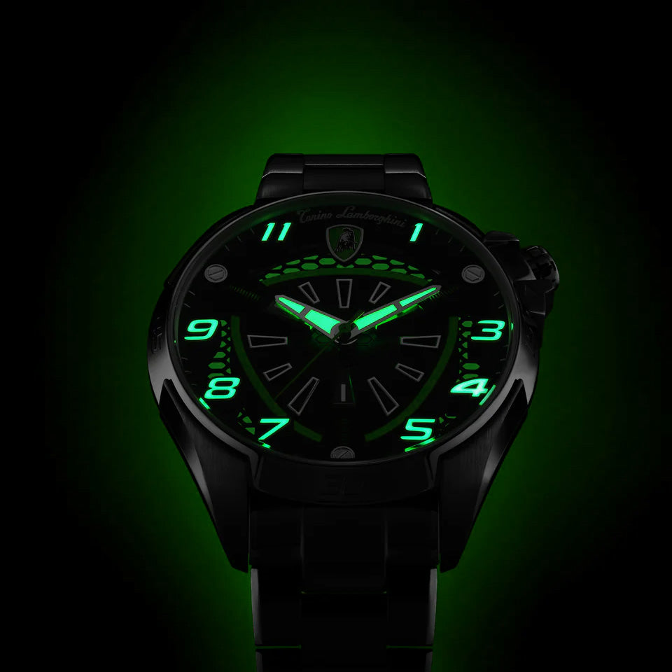 Tonino Lamborghini Men's Watch 42mm Shock ABS Silver Green TLABSG-SS-B