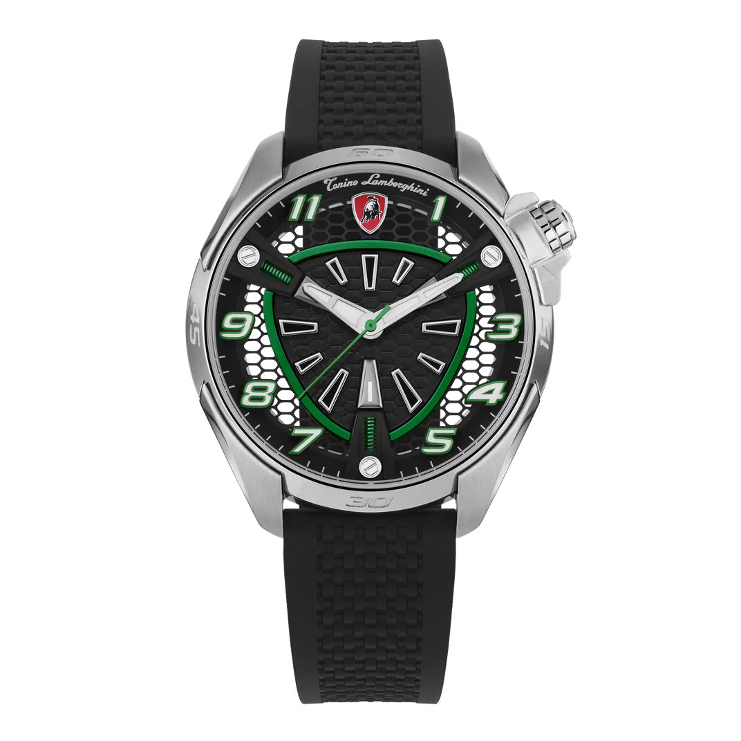 Tonino Lamborghini Men's Watch 42mm Shock ABS Silver Green TLABSG-SS-R