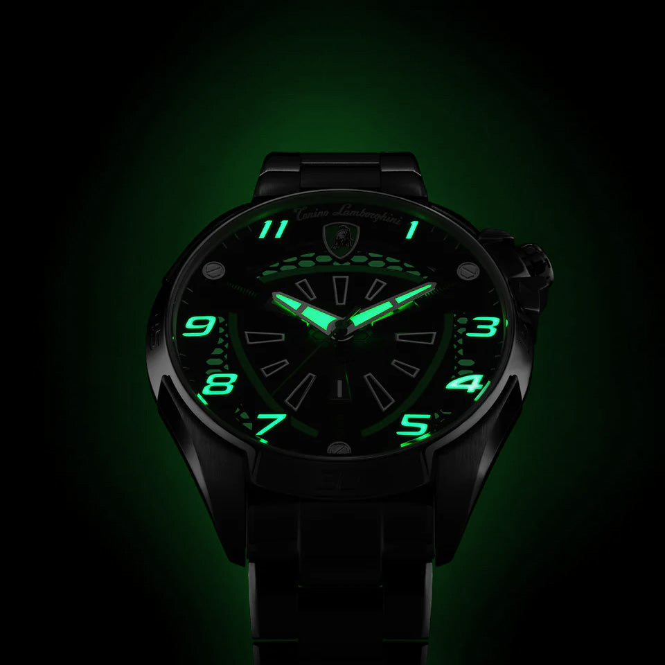 Tonino Lamborghini Men's Watch 42mm Shock ABS Silver Green TLABSG-SS-R