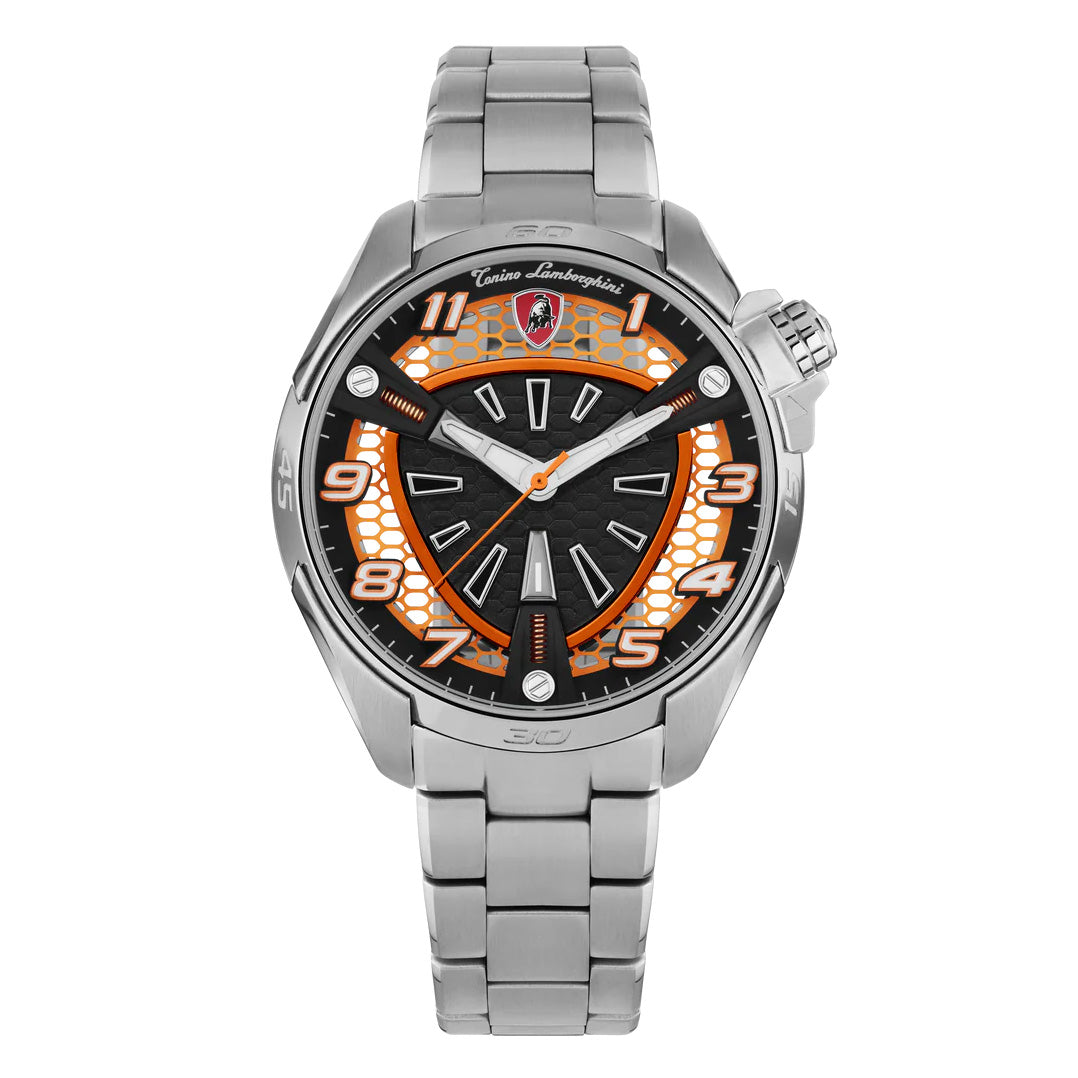 Tonino Lamborghini Men's Watch 42mm Shock ABS Silver Orange TLABSO-SS-B