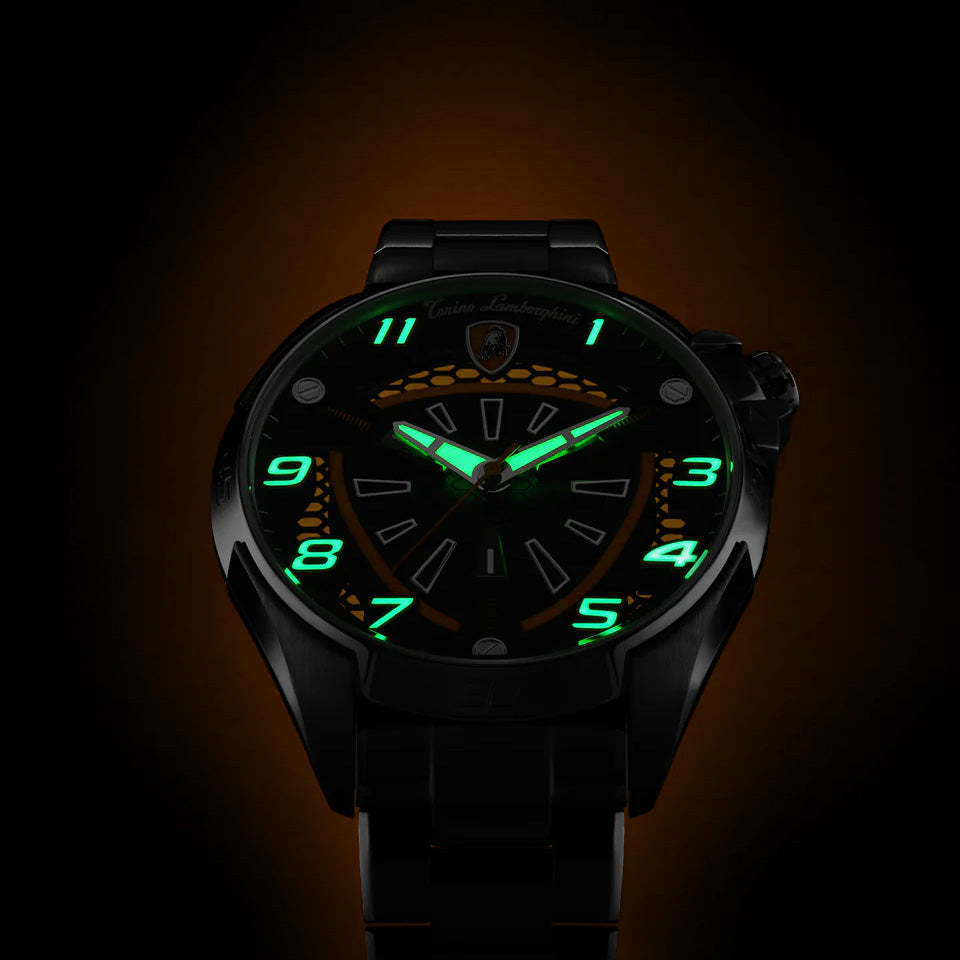 Tonino Lamborghini Men's Watch 42mm Shock ABS Silver Orange TLABSO-SS-B