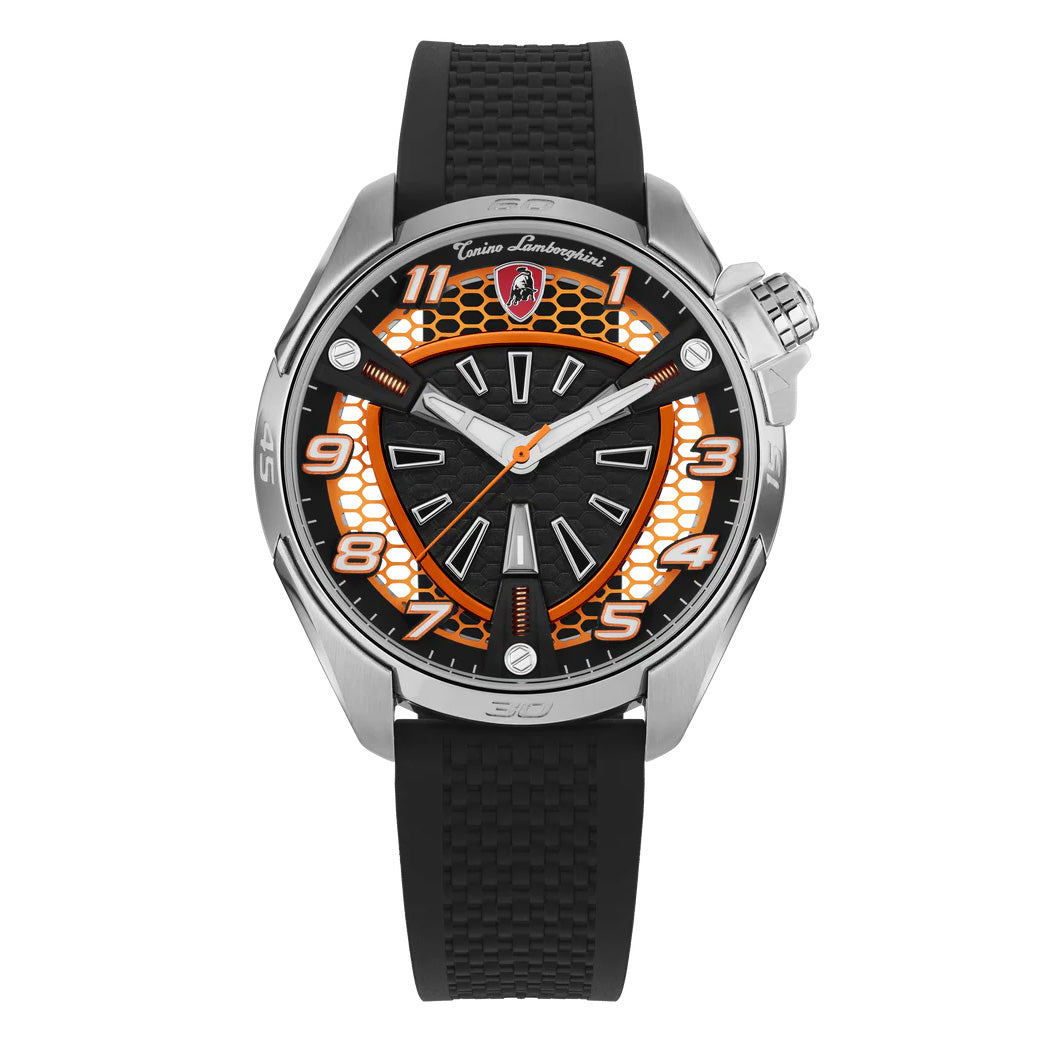 Tonino Lamborghini Men's Watch 42mm Shock ABS Silver Orange TLABSO-SS-R