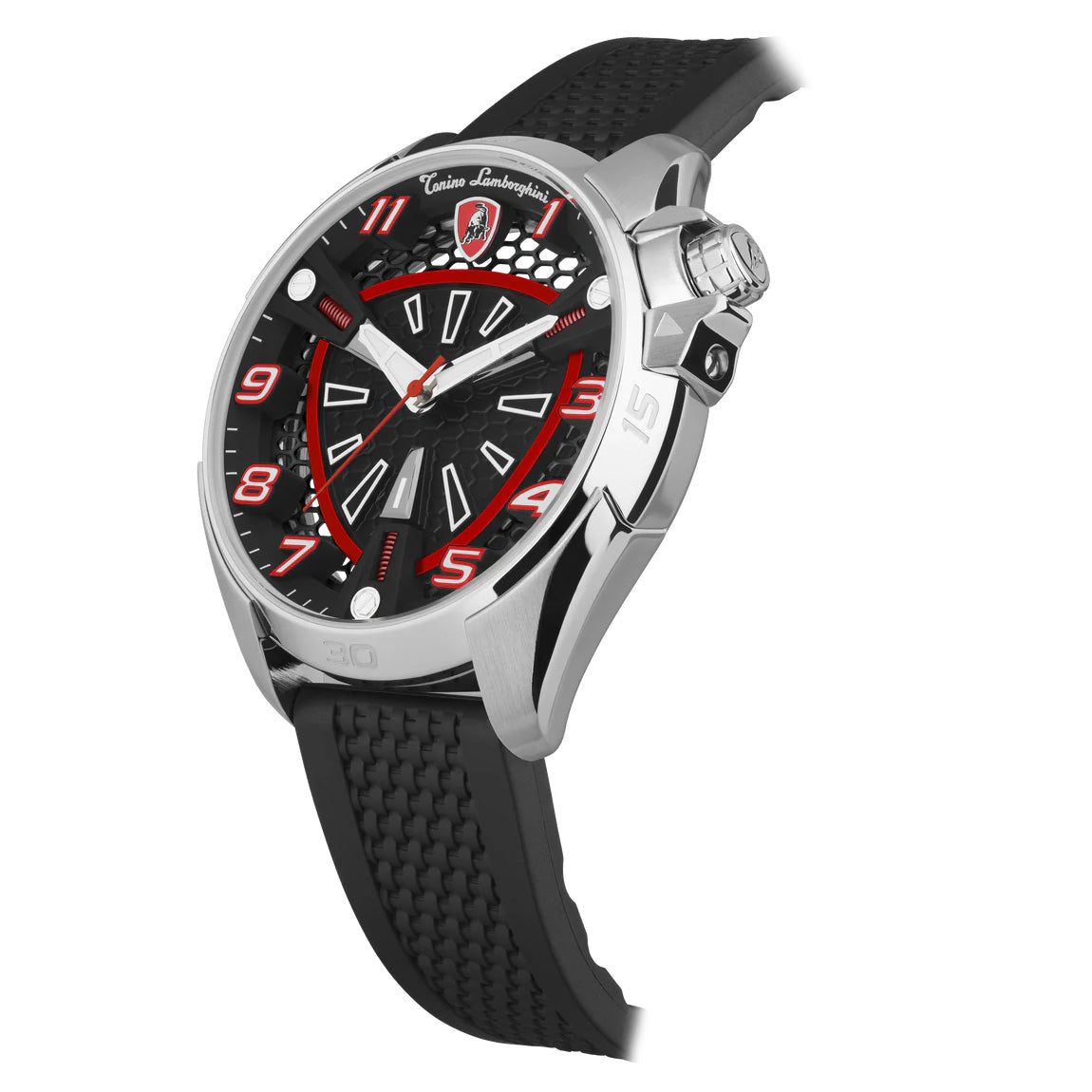Tonino Lamborghini Men's Watch 42mm Shock ABS Silver Red TLABSR-SS-R