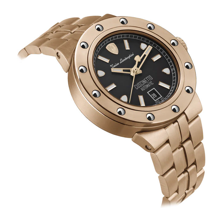 Tonino Lamborghini Men's Watch 42mm Cuscinetto Rose Gold Black TLF-T01-8-B