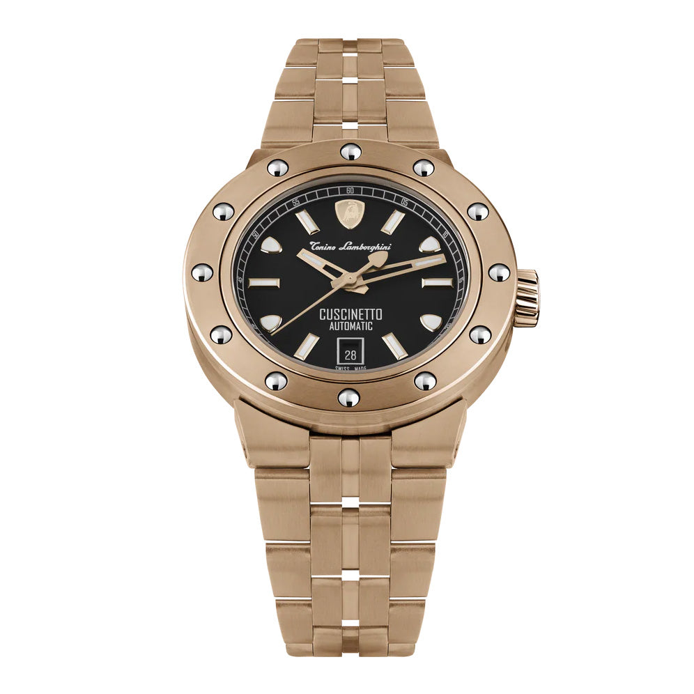 Tonino Lamborghini Men's Watch 42mm Cuscinetto Rose Gold Black TLF-T01-8-B