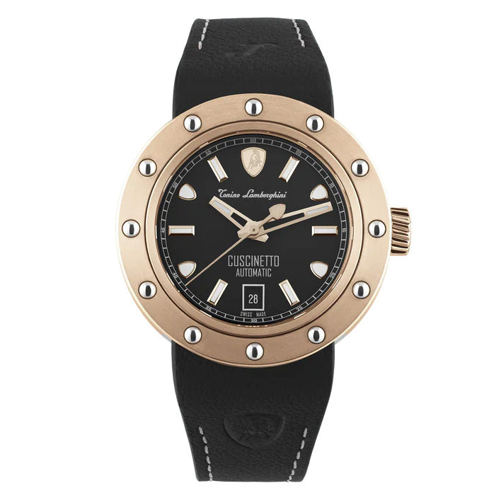 Tonino Lamborghini Men's Watch 42mm Cuscinetto Rose Gold Black TLF-T01-8