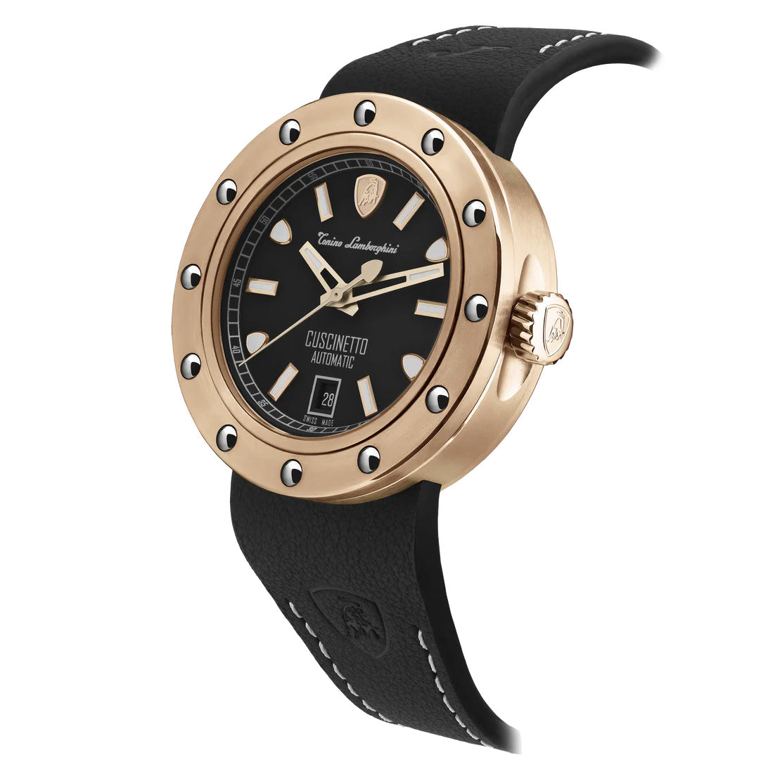 Tonino Lamborghini Men's Watch 42mm Cuscinetto Rose Gold Black TLF-T01-8